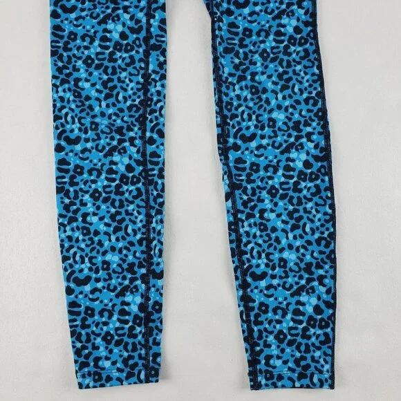 Nike Running Dri Fit Leggings Blue Animal Print Womens XS Zip Pocket Reflective - Picture 2 of 13